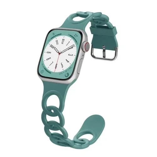 Correa de Silicona Hueca Donut para Apple Watch Series 9 41mm (Verde Pino)
