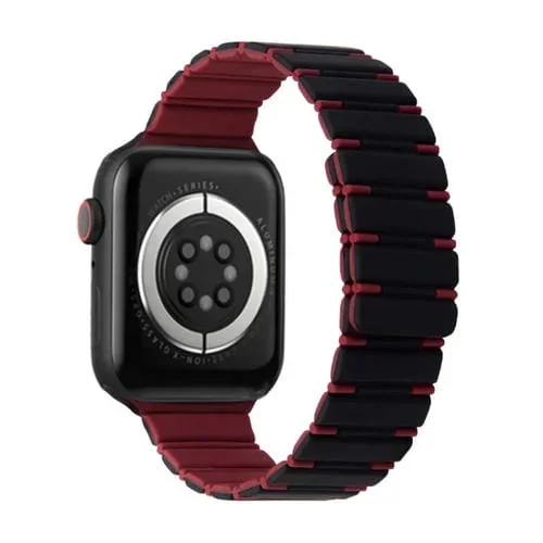 Correa de Silicona Magnética Apple Watch Series 3 38mm (Negro y Rojo Vino)