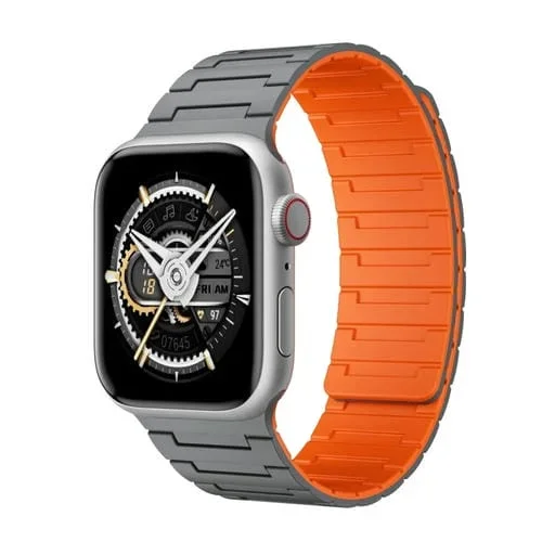 Correa de Silicona Magnética Apple Watch Series 7 41mm (Gris y Naranja)