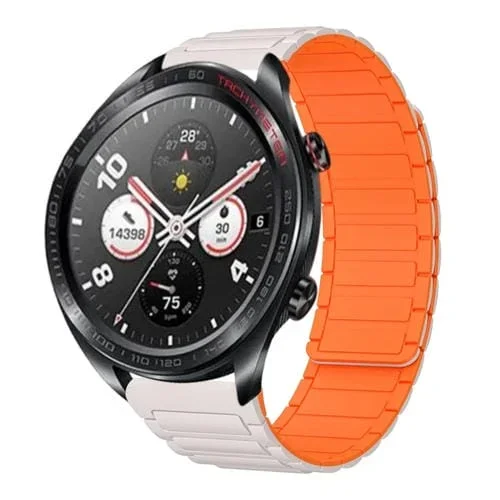 Correa de Silicona Magnética en Forma de I para Reloj Honor Watch Dream 22mm (Luz de Estrellas y Naranja)