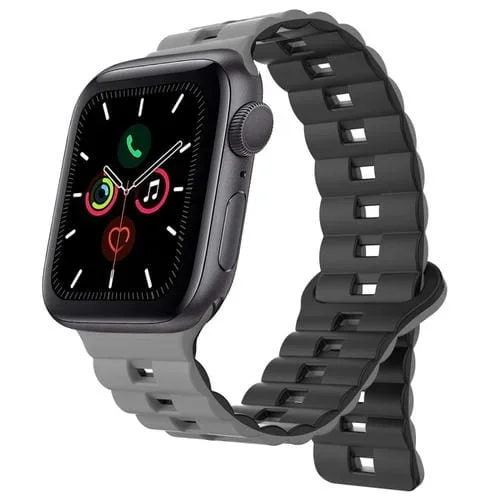 Correa de Silicona Magnética para Apple Watch Series 5 44mm (Gris + Negro)