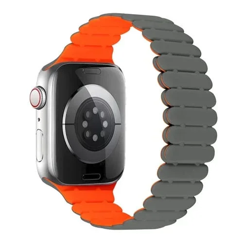 Correa de Silicona Magnética para Apple Watch Series 9 41mm (Gris Naranja)