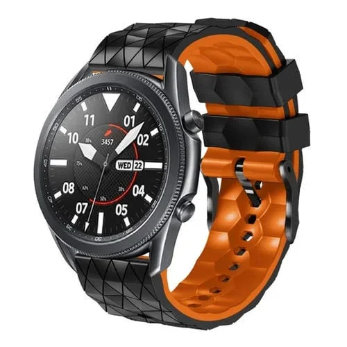 Correa de Silicona para Amazfit 2 Stratos 22mm con Patrón de Fútbol (Negro + Naranja)