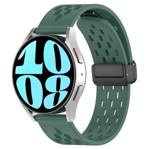 Correa de Silicona para Amazfit Bip 5 con Cierre Magnético Plegable de 22mm (Verde Oscuro)