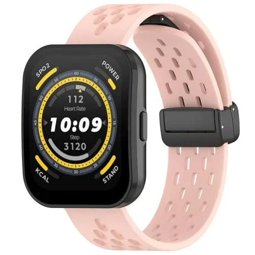 Correa de Silicona para Amazfit Bip 5 con Cierre Magnético Plegable (Rosa)