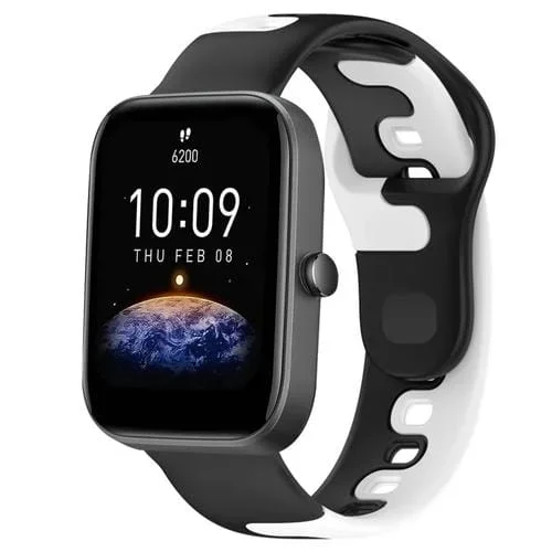 Correa de Silicona para Amazfit Bip3 20mm Doble Color (Negro + Blanco)