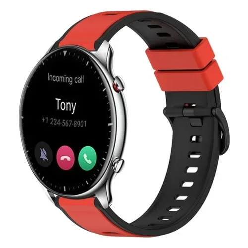 Correa de Silicona para Amazfit GTR 2 22mm Dos Colores (Rojo + Negro)