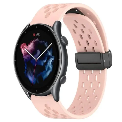Correa de Silicona para Amazfit GTR 3 Pro con Cierre Magnético Plegable 22mm (Rosa)