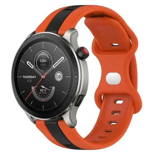 Correa de Silicona para Amazfit GTR 4 22mm con Hebilla de Mariposa Dos Colores (Naranja + Negro)