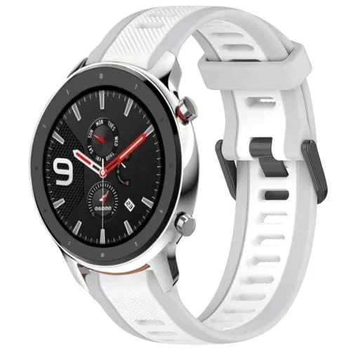 Correa de Silicona para Amazfit GTR 4 Pro 22mm Texturizada Dos Colores (Blanco + Gris)