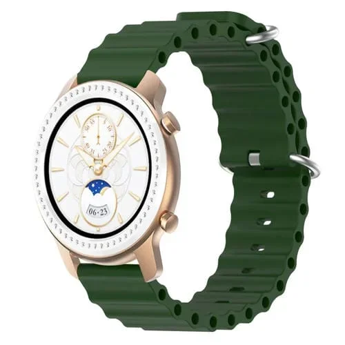 Correa de Silicona para Amazfit GTR 42mm 20mm Estilo Océano (Verde Militar)