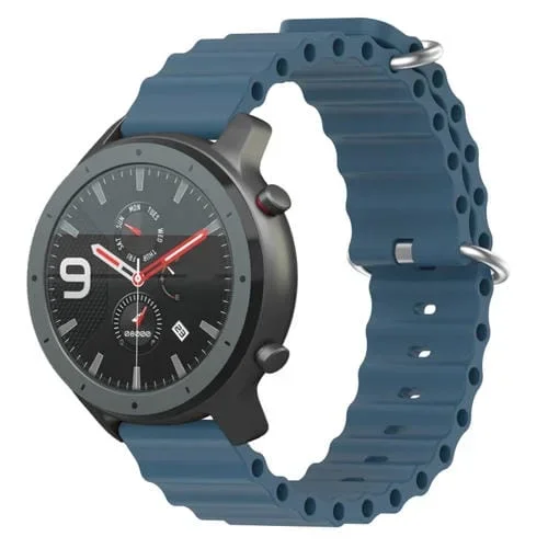 Correa de Silicona para Amazfit GTR 47mm 22mm Estilo Océano (Gris Roca)