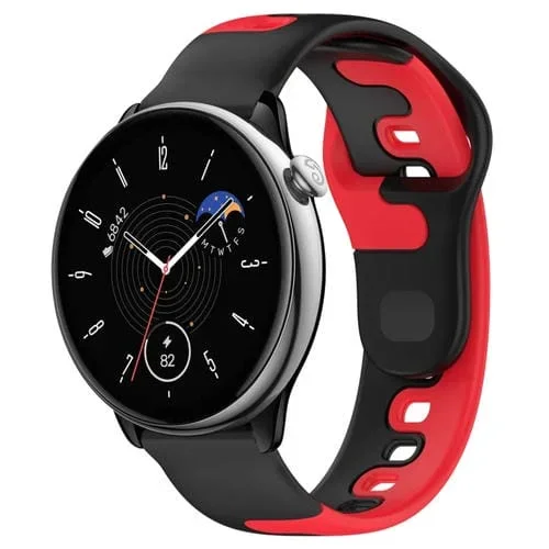 Correa de Silicona para Amazfit GTR Mini 20mm Doble Color (Negro + Rojo)