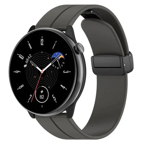 Correa de Silicona para Amazfit GTR Mini con Cierre Plegable Magnético Hebilla Negra (Gris Espacial)