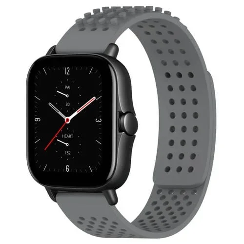 Correa de Silicona para Amazfit GTS 2 con Puntos 3D Transpirables y Orificios 20mm (Gris)