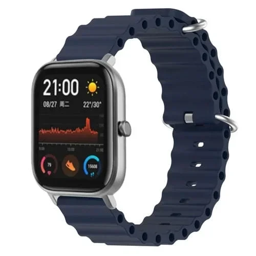 Correa de Silicona para Amazfit GTS 20mm Estilo Océano (Azul Oscuro)