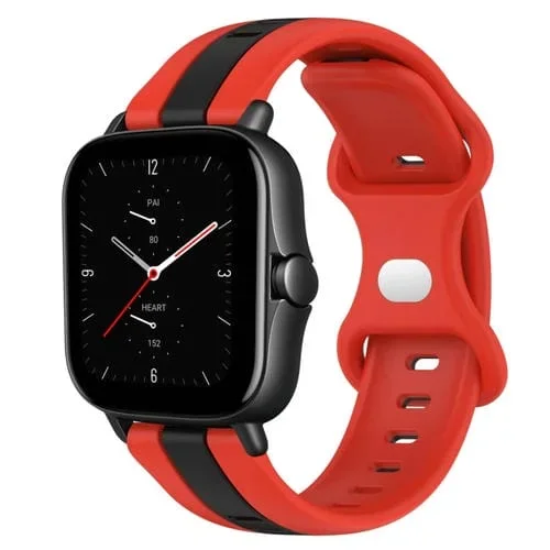 Correa de Silicona para Amazfit GTS 2E 20mm con Hebilla de Mariposa (Rojo + Negro)