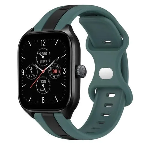 Correa de Silicona para Amazfit GTS 4 20mm con Hebilla de Mariposa (Verde + Negro)