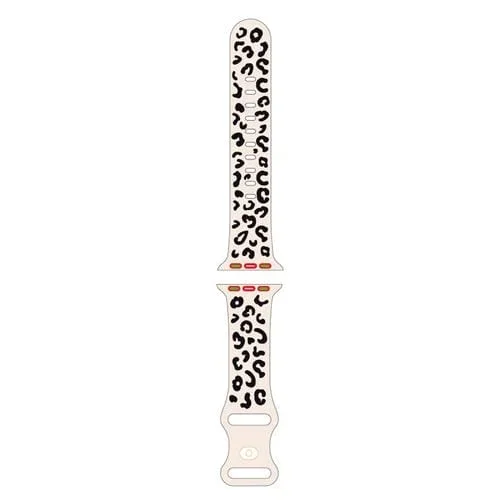 Correa de Silicona para Apple Watch SE 2022 44mm con Estampado Leopardo Cóncavo (Negro Starlight)