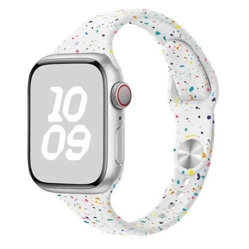 Correa de Silicona para Apple Watch Se 2023 40mm con Puntos Coloridos (Blanco)