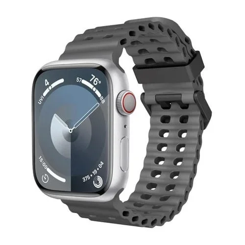 Correa de Silicona para Apple Watch Se 2023 44mm con Dos Filas de Agujeros (Gris)