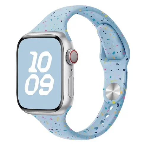 Correa de Silicona para Apple Watch Series 3 42mm (Azul Claro) con Puntos Coloridos