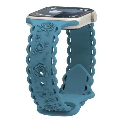 Correa de Silicona para Apple Watch Series 4 40mm con Relieve Rosa 3D (Verde Pino)