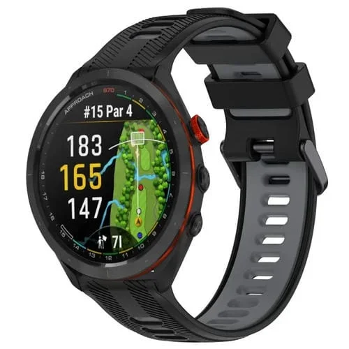 Correa de Silicona para Garmin Approach S70 47mm Sports (Negro + Gris)