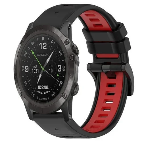 Correa de Silicona para Garmin D2 Delta Px 26mm Sports Bicolor (Negro + Rojo)