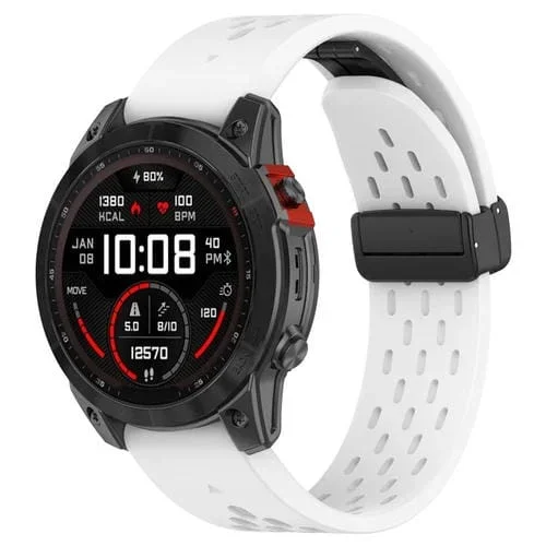 Correa de Silicona para Garmin Enduro 2 y Enduro con Orificios y Hebilla Magnética (Blanco)