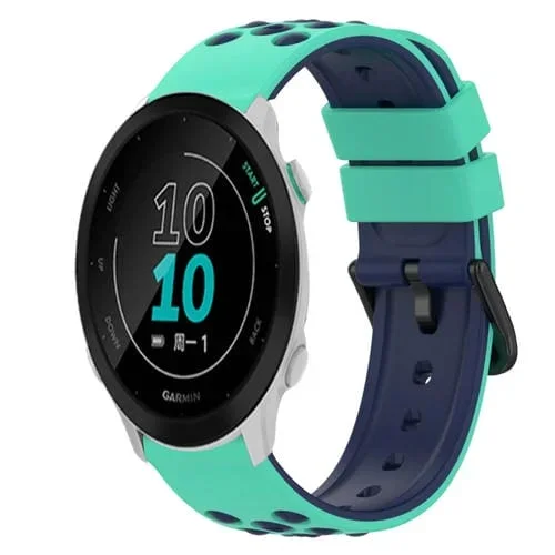 Correa de Silicona para Garmin Forerunner 158 20mm Dos Colores (Verde Militar + Negro)