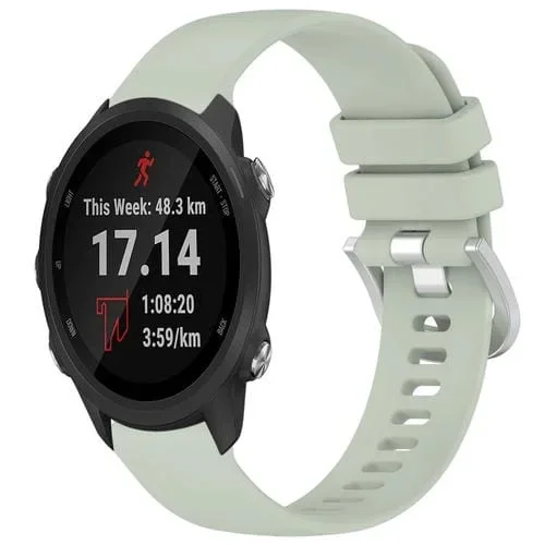 Correa de Silicona para Garmin Forerunner 245/245 Music con Hebilla Plateada (Verde)