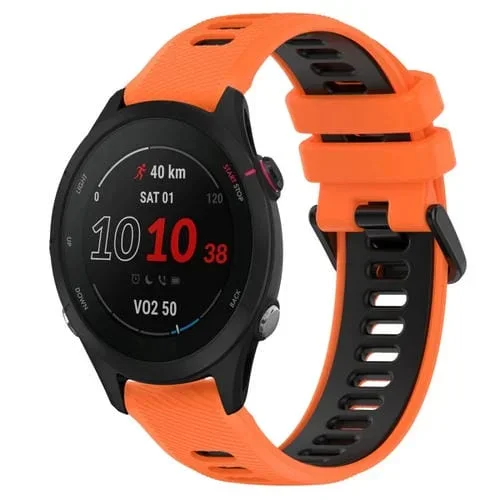 Correa de silicona para Garmin Forerunner 255S Music 18mm Sports (Naranja + Negro)