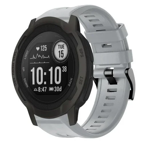 Correa de Silicona para Garmin Instinct 2 con Hebilla de Metal (Gris)