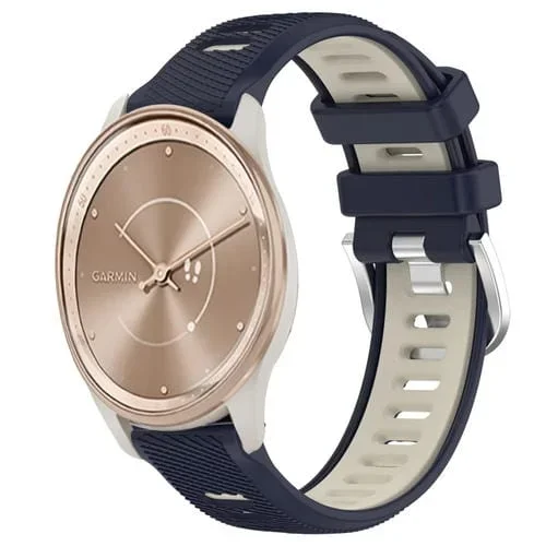 Correa de Silicona para Garmin Move Trend 20mm Deportes con Hebilla de Acero (Azul Medianoche + Starlight)