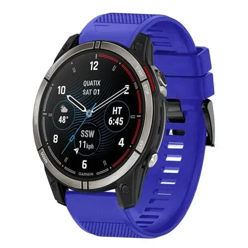 Correa de Silicona para Garmin Quatix 7 Pro 22mm Liberación Rápida (Azul Oscuro)