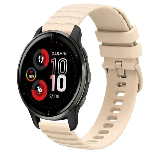 Correa de Silicona para Garmin Venu 2 Plus 20mm Patrón de Puntos Ondulados (Beige)