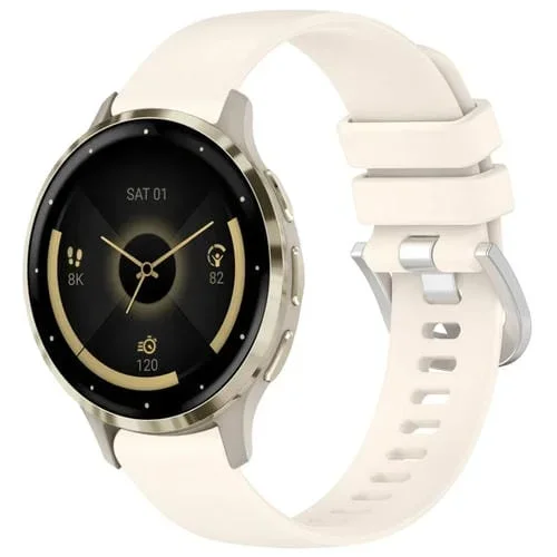 Correa de Silicona para Garmin Venu 3S con Hebilla Plateada Líquida Brillante (Starlight)