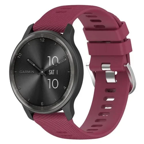 Correa de Silicona para Garmin Venu Sq 20mm con Textura Cruzada (Rojo Vino)