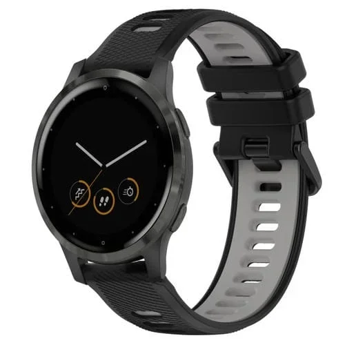 Correa de Silicona para Garmin Vivoactive 4S 18mm Sports Dos Colores (Negro + Gris)