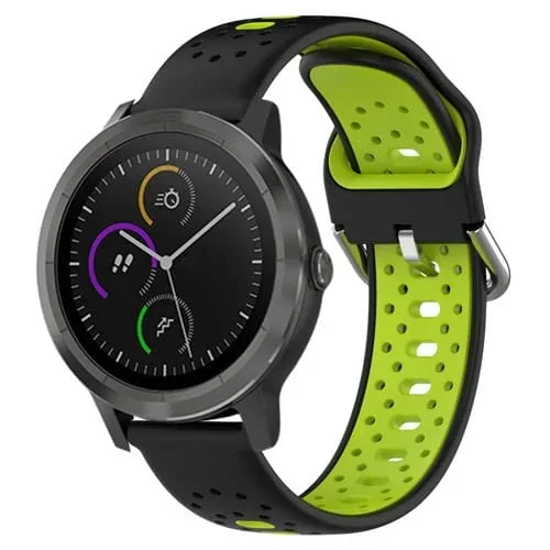 Correa de Silicona para Garmin Vivoactive3 20mm Dos Colores Transpirable (Negro + Verde Lima)