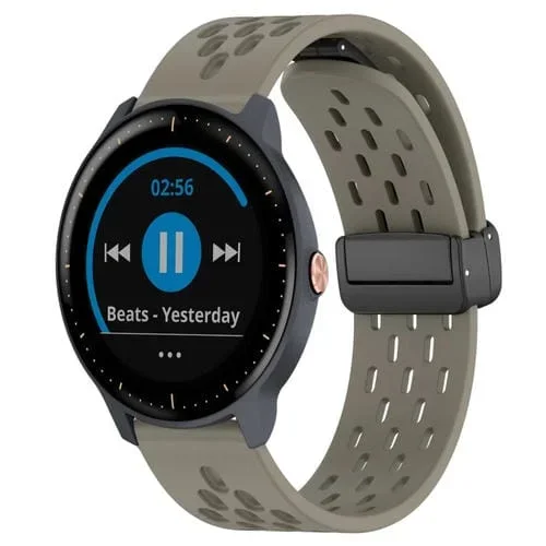 Correa de Silicona para Garmin Vivoactive3 Music con Cierre Magnético Plegable de 20mm (Ceniza Espacial)