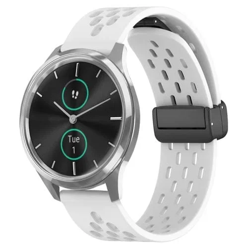 Correa de Silicona para Garmin Vivomove Luxe con Cierre Magnético Plegable de 20mm (Blanco)
