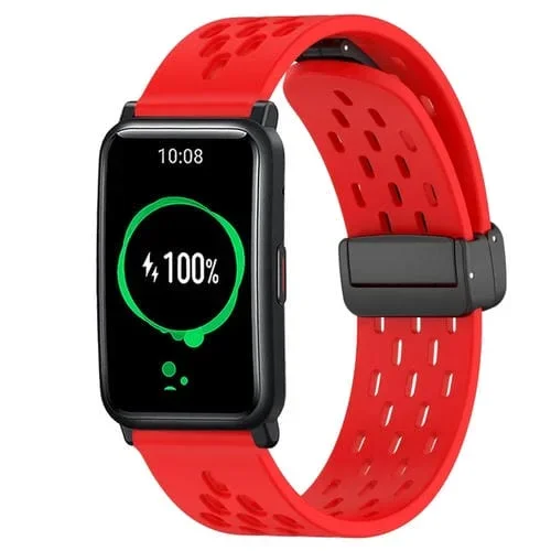 Correa de Silicona para Honor Watch ES con Cierre Magnético Plegable de 20mm (Rojo)