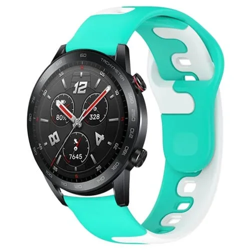 Correa de Silicona para Honor Watch GS 3I 22mm Doble Color (Cian + Blanco)