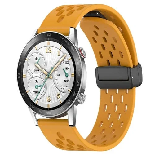 Correa de Silicona para Honor Watch GS 3I con Cierre Magnético Plegable 22mm (Amarillo)