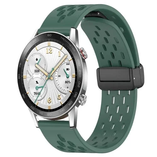 Correa de Silicona para Honor Watch GS 3I con Cierre Magnético Plegable 22mm (Verde Oscuro)