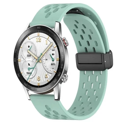 Correa de Silicona para Honor Watch GS 3I con Cierre Magnético Plegable de 22mm (Verde Azulado)
