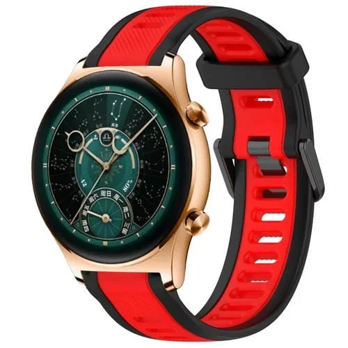 Correa de Silicona para Honor Watch GS 4 Texturizada Dos Colores 22mm (Rojo + Negro)