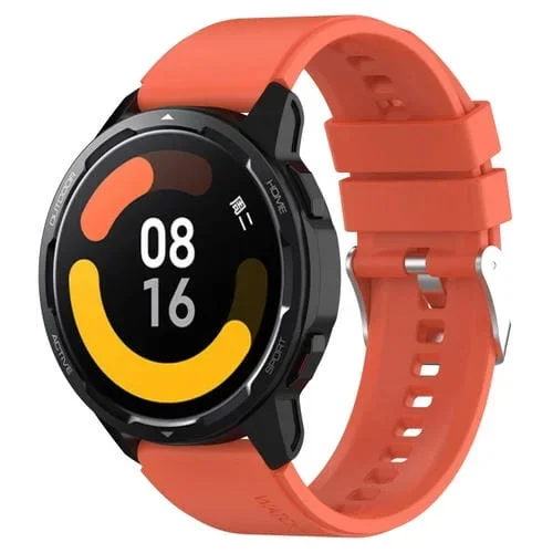 Correa de Silicona para Huami Amazfit GTS 2 Mini 20mm Cabeza Sobresaliente Hebilla Plateada (Naranja)